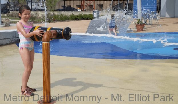 Having fun in the splash pad at Mt. Elliot Park in Detroit