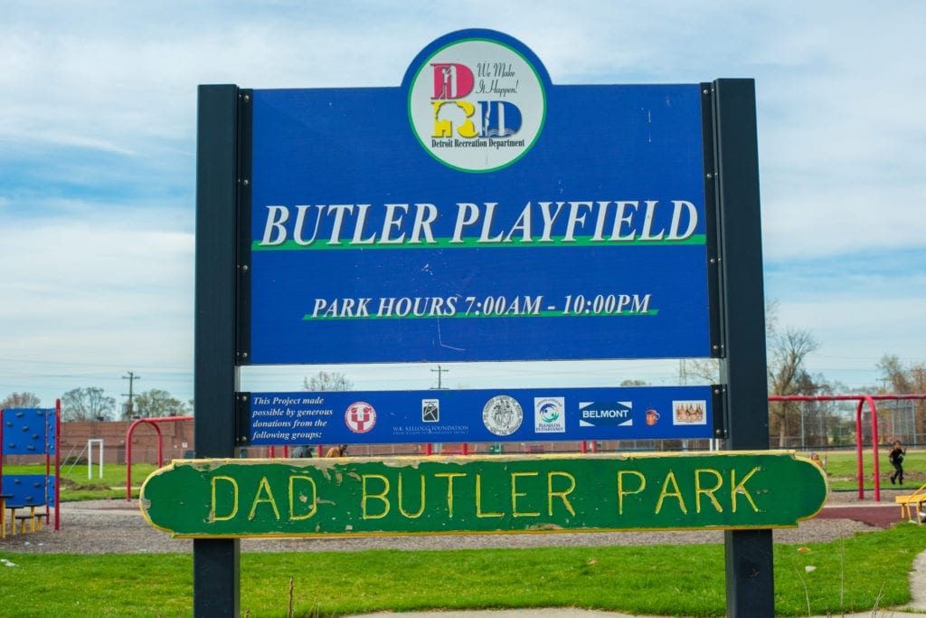 Dad Butler Park in Detroit Sign