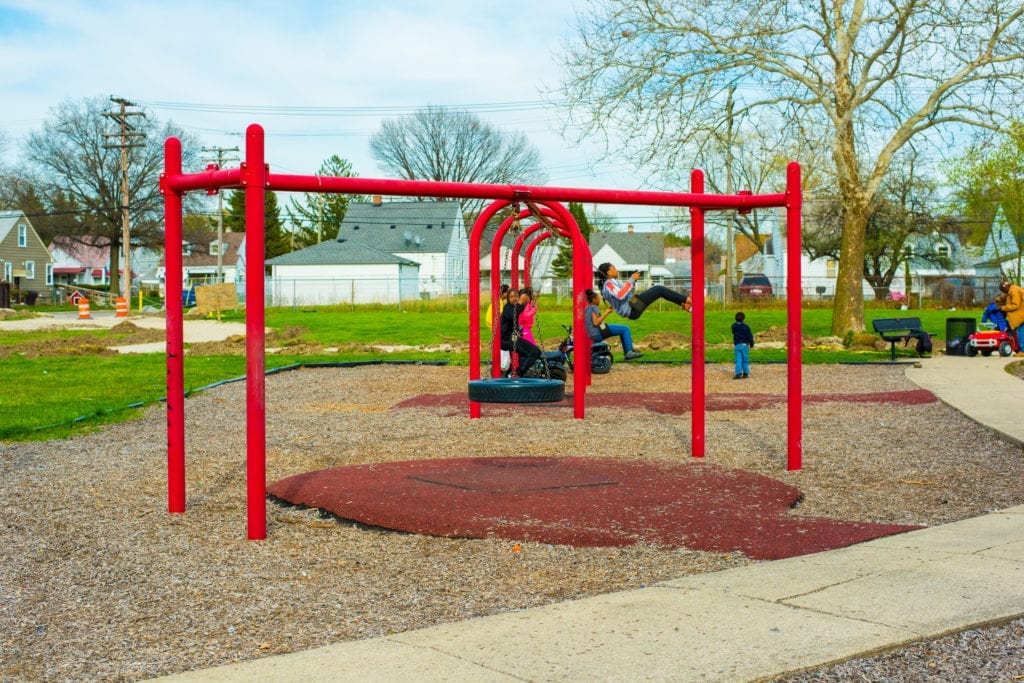 Tire Swing and Swings at 8 Mile Park in Detroit