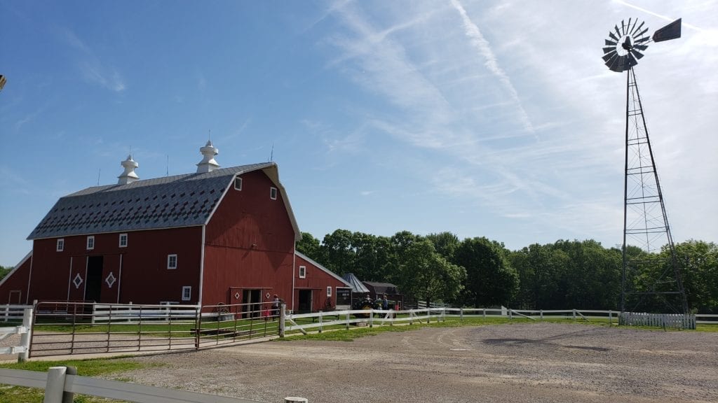 The main barn at The Petting Farm at Domino Farms
