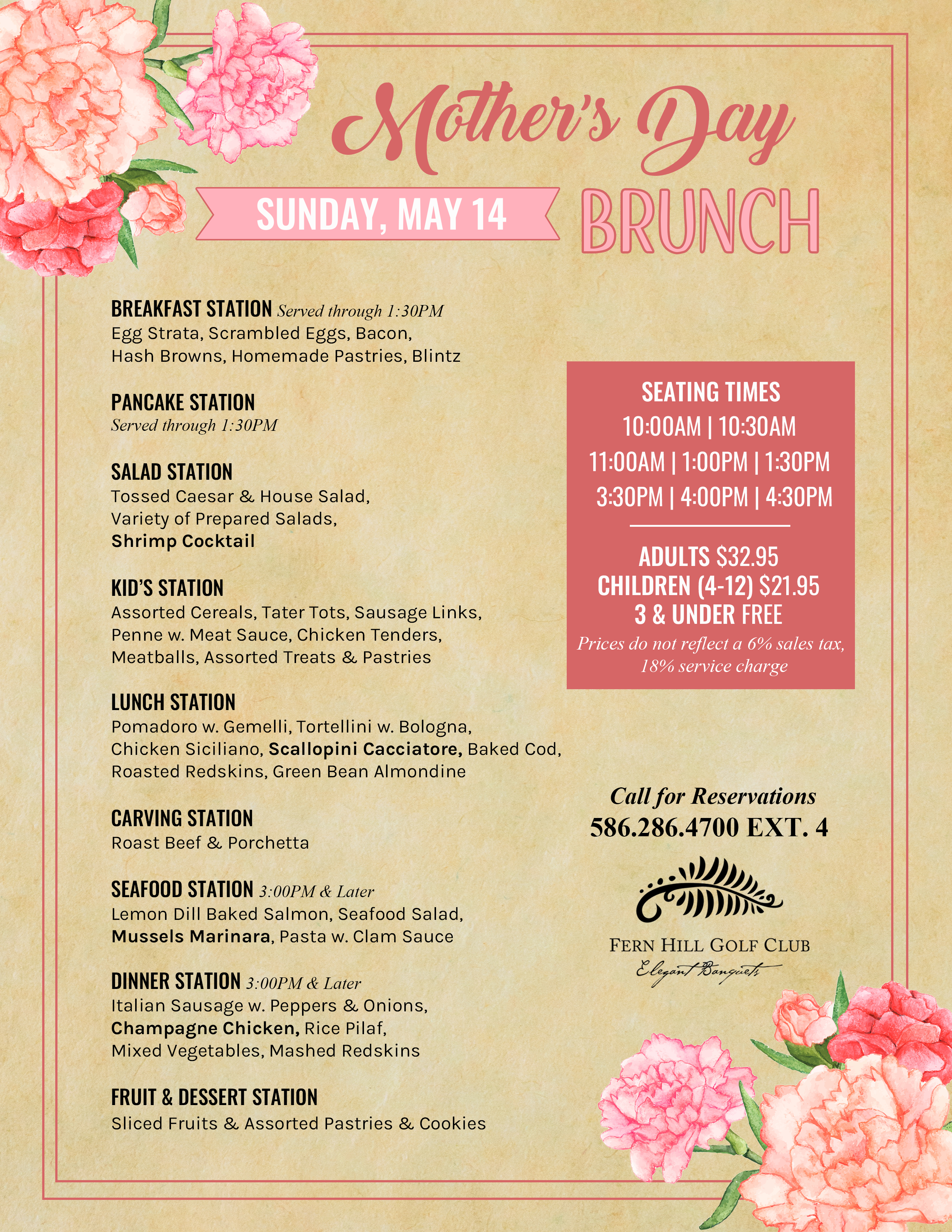 Mother's Day Brunch at Fern Hill Golf Club