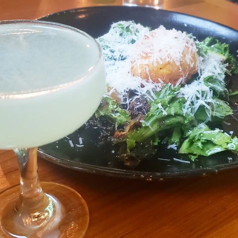 Last Word cocktail with the Twice Cooked Egg
